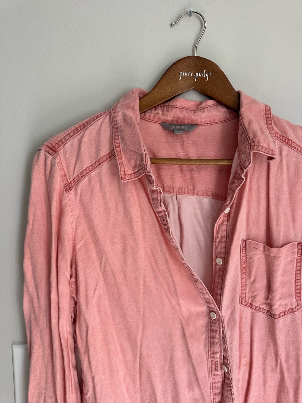 Rubbish Washed Pink Button-Down Shirt